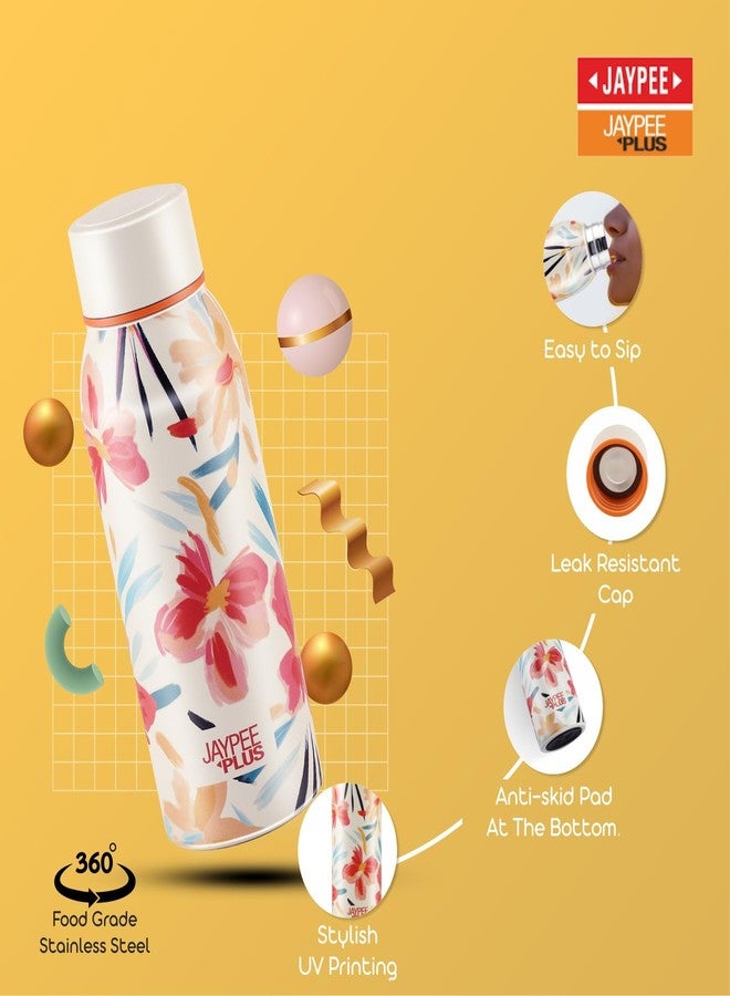 Jaypee Plus Punch Prime Stainless Steel Printed Vacuum Insulated Water Bottle 500 ml | ISI Certified Rustproof & Leakproof Flask with 24Hrs Hot & Cold|Ideal for School Kids, Office & Travel - (Cream) - Image 2